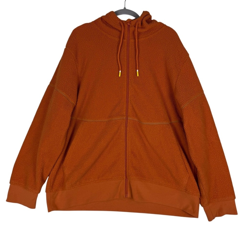 Bonobos Hoodie Mens XL Orange Full Zip Fleece Sherpa Hooded Jacket Warm